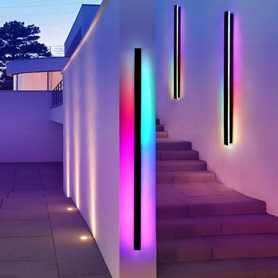 Lumières linéaires LED noires longues, applique murale extérieur