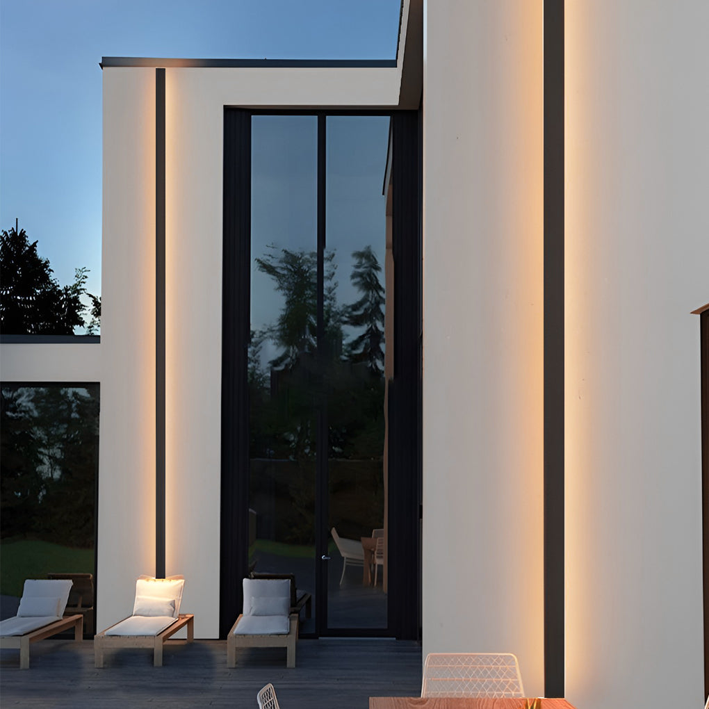 Lumières linéaires LED noires longues, applique murale extérieur