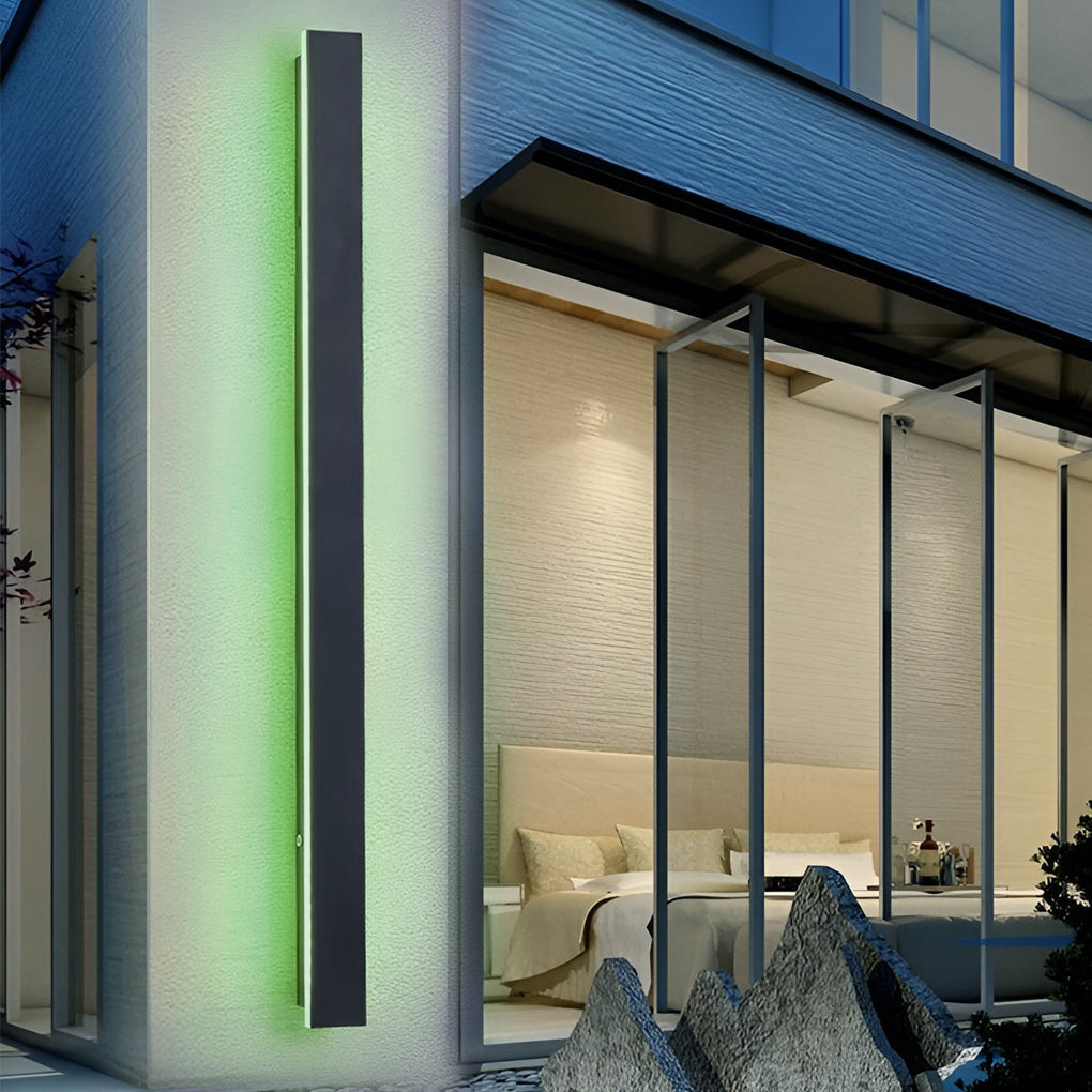 Lumières linéaires LED noires longues, applique murale extérieur