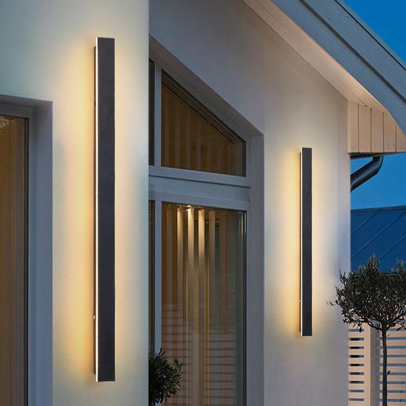 Lumières linéaires LED noires longues, applique murale extérieur