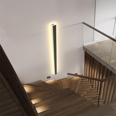 Lumières linéaires LED noires longues, applique murale extérieur