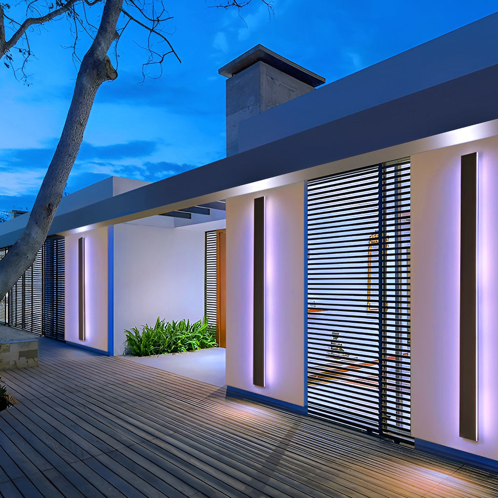 Lumières linéaires LED noires longues, applique murale extérieur