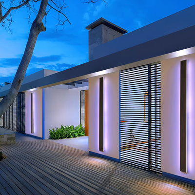 Lumières linéaires LED noires longues, applique murale extérieur