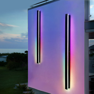 Lumières linéaires LED noires longues, applique murale extérieur
