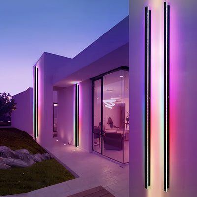 Lumières linéaires LED noires longues, applique murale extérieur