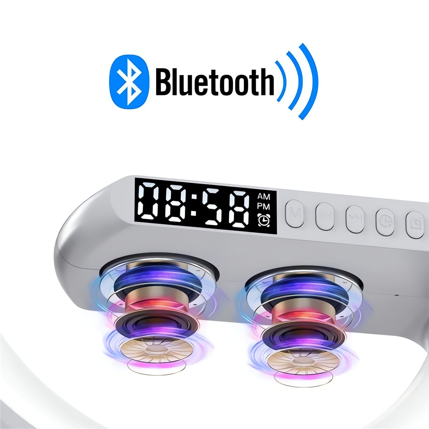 Station 3-en-1 Élégante: Chargeur sans fil, Réveil et Lampe de chevet LED