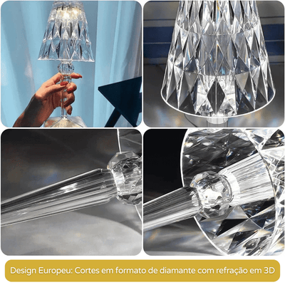 Lampe de Table LED Diamant USB 3 en 1 Sans Fil