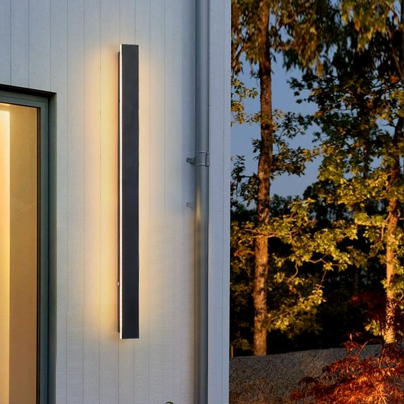 Lumières linéaires LED noires longues, applique murale extérieur
