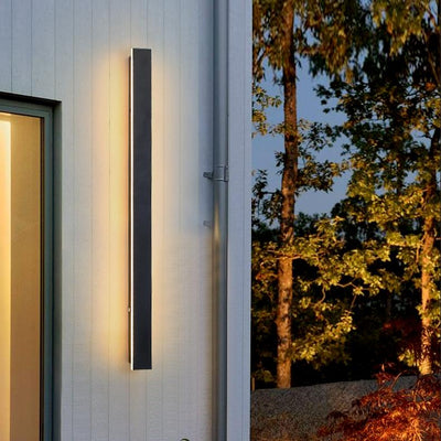 Lumières linéaires LED noires longues, applique murale extérieur