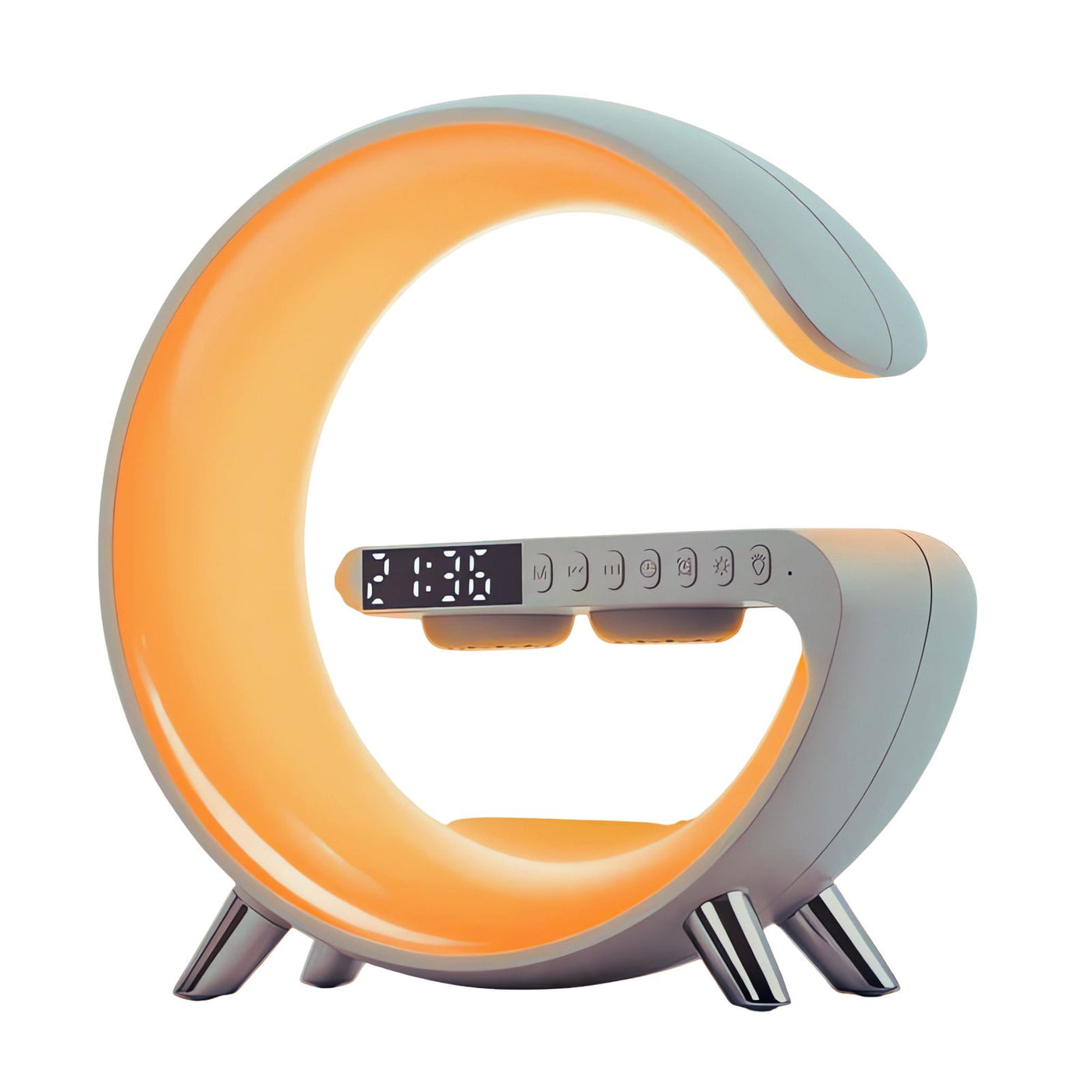 Station 3-en-1 Élégante: Chargeur sans fil, Réveil et Lampe de chevet LED