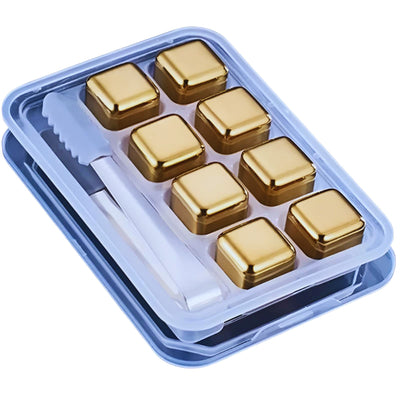 Cubes de Glace en Acier Inox Doré