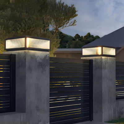 Lanterne de pilier d’extérieur carrée en verre cannelé