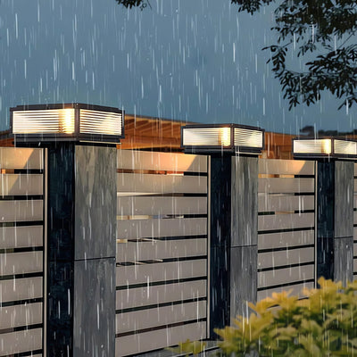 Lanterne de pilier d’extérieur carrée en verre cannelé