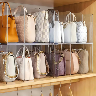 Organiseur de sacs en acrylique transparent à compartiments
