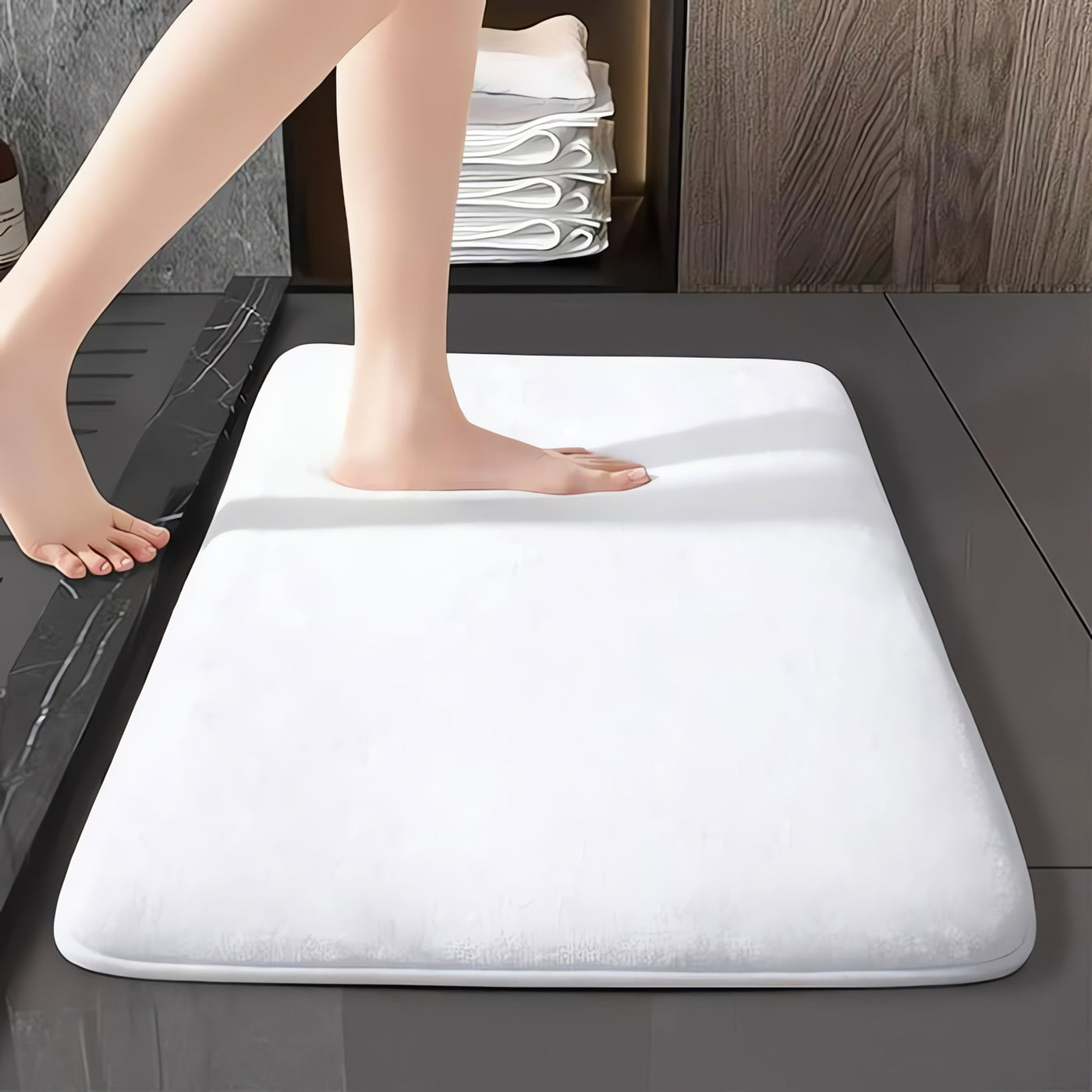 Tapis de salle de bain en velours antidérapant