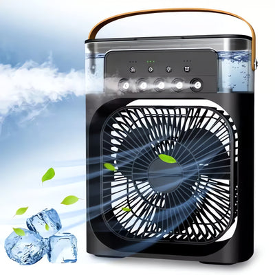 Mini Refroidisseur d’air 3-en-1 : Ventilateur de Table & Humidificateur